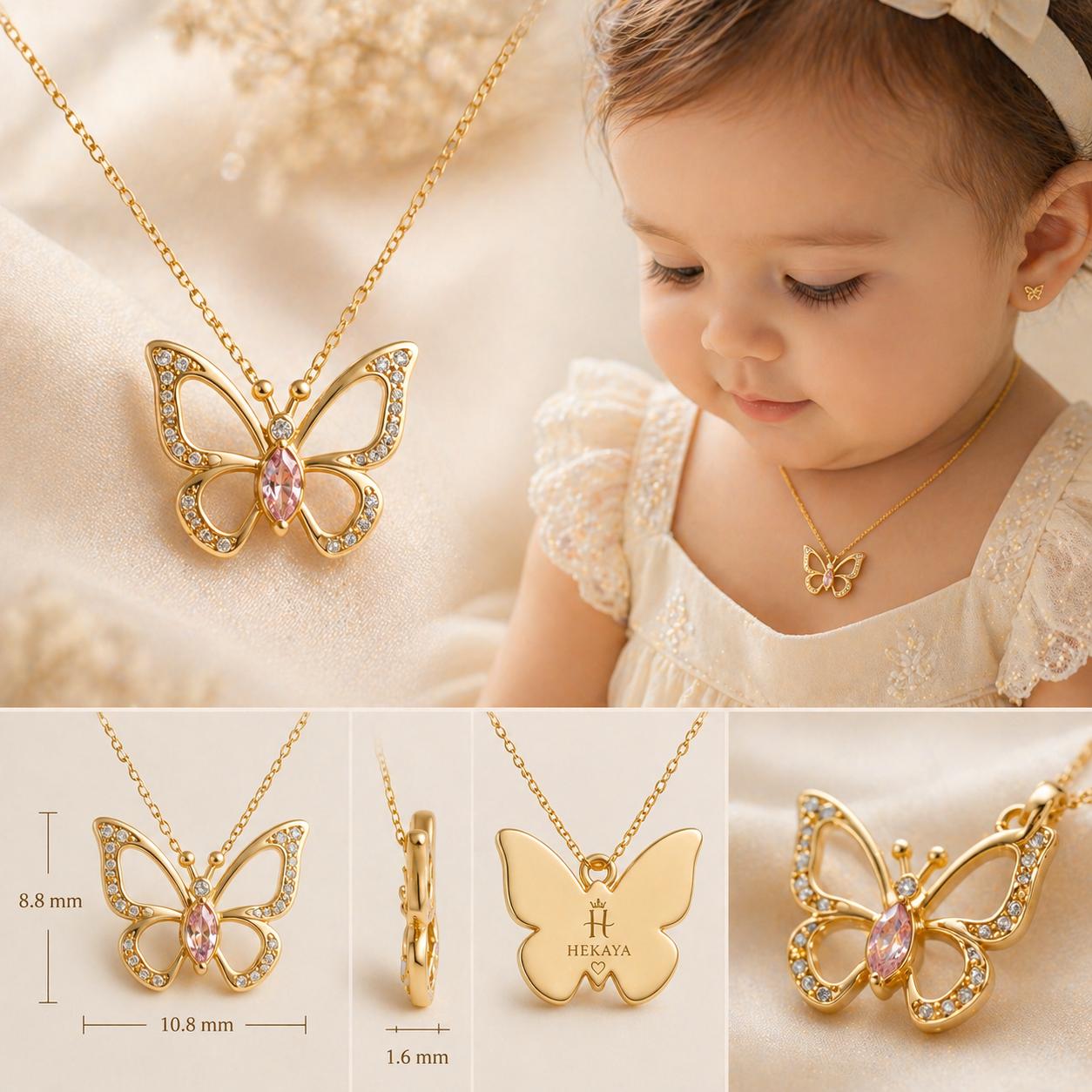 Child wearing Mashaer fine children's jewellery | طفلة ترتدي مجوهرات مشاعر الفاخرة